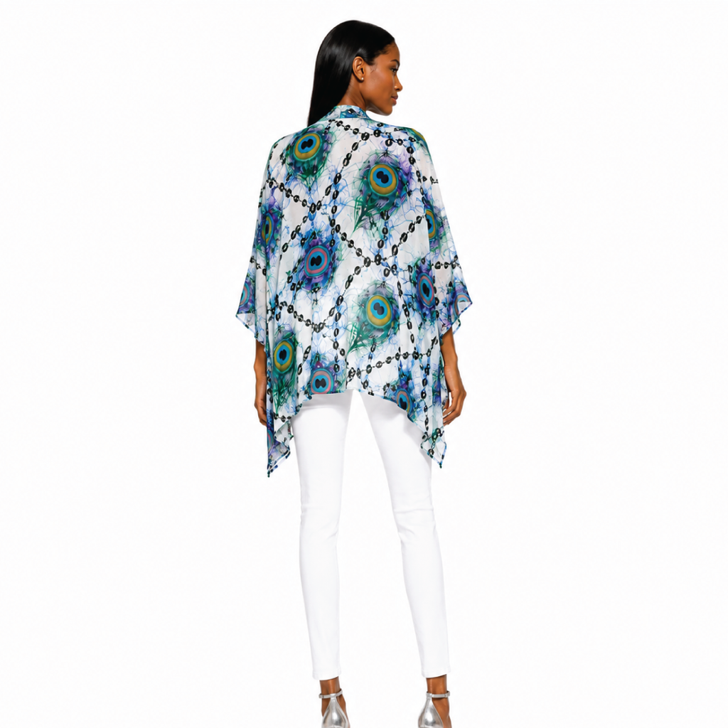 Peacock Mirage Silk Ruana