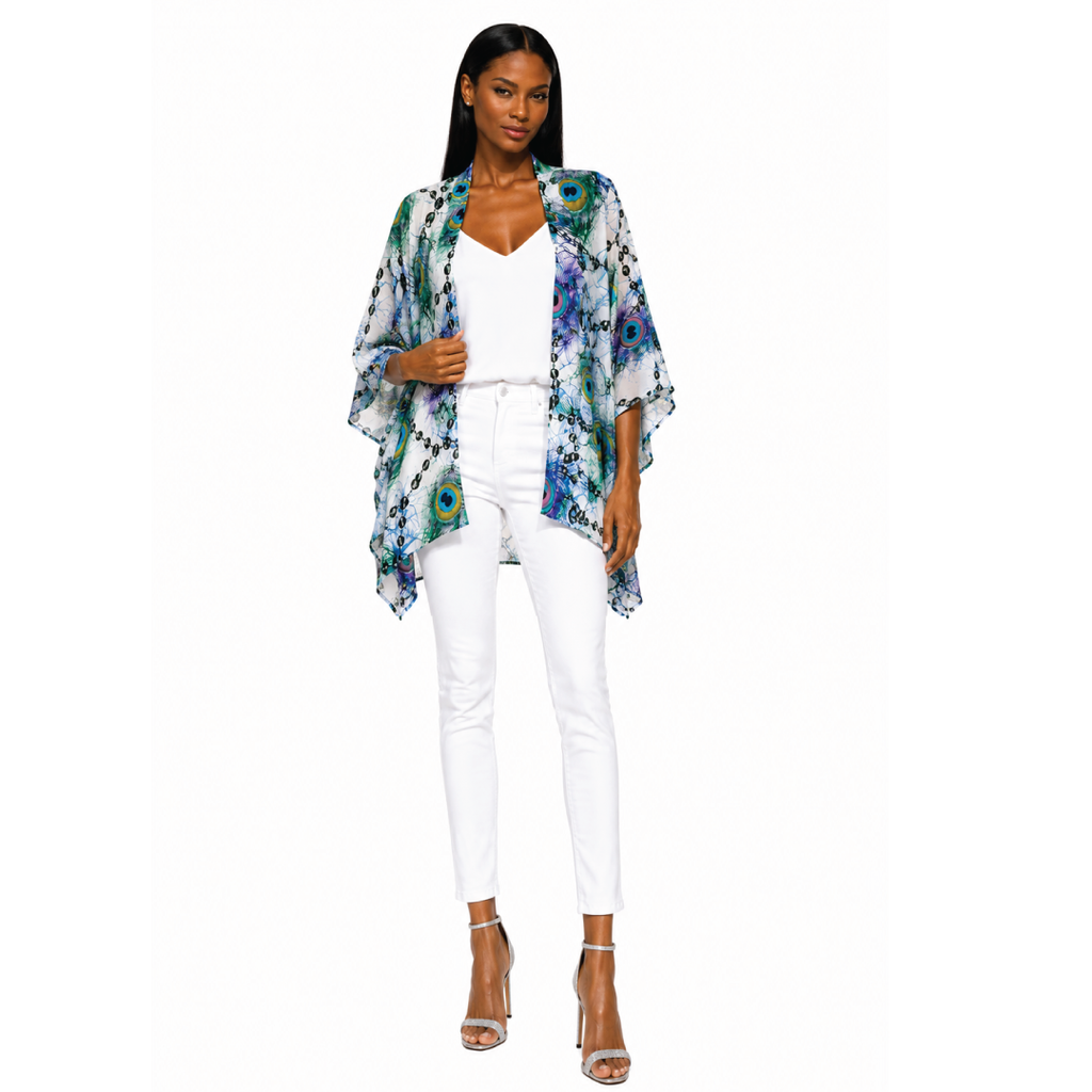 Peacock Mirage Silk Ruana