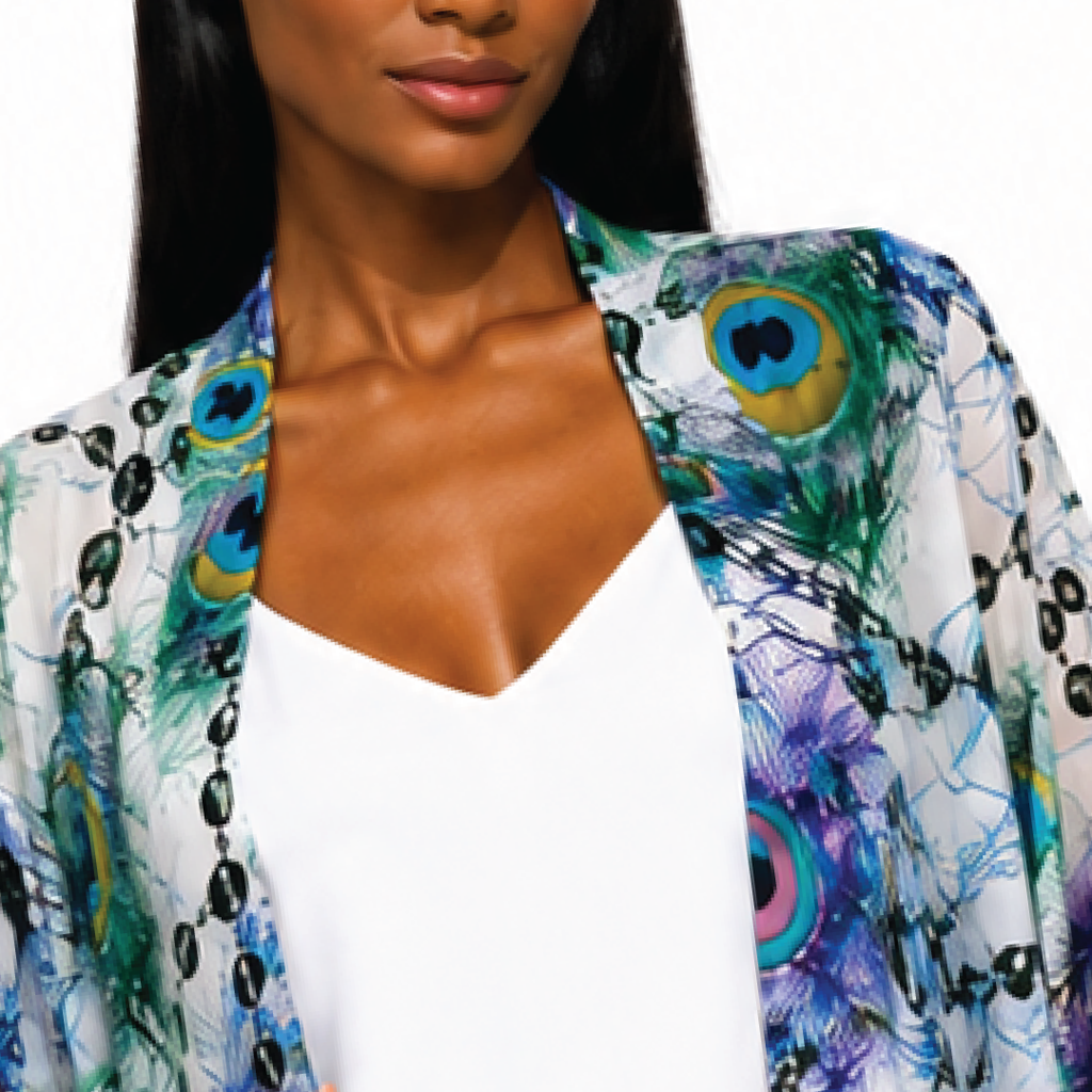 Peacock Mirage Silk Ruana