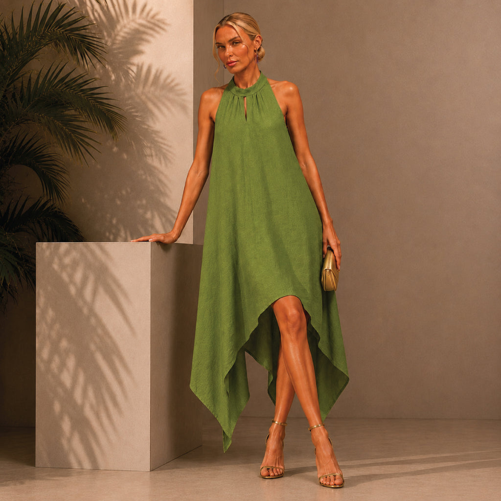 The Riviera Dress | Palm Green Linen