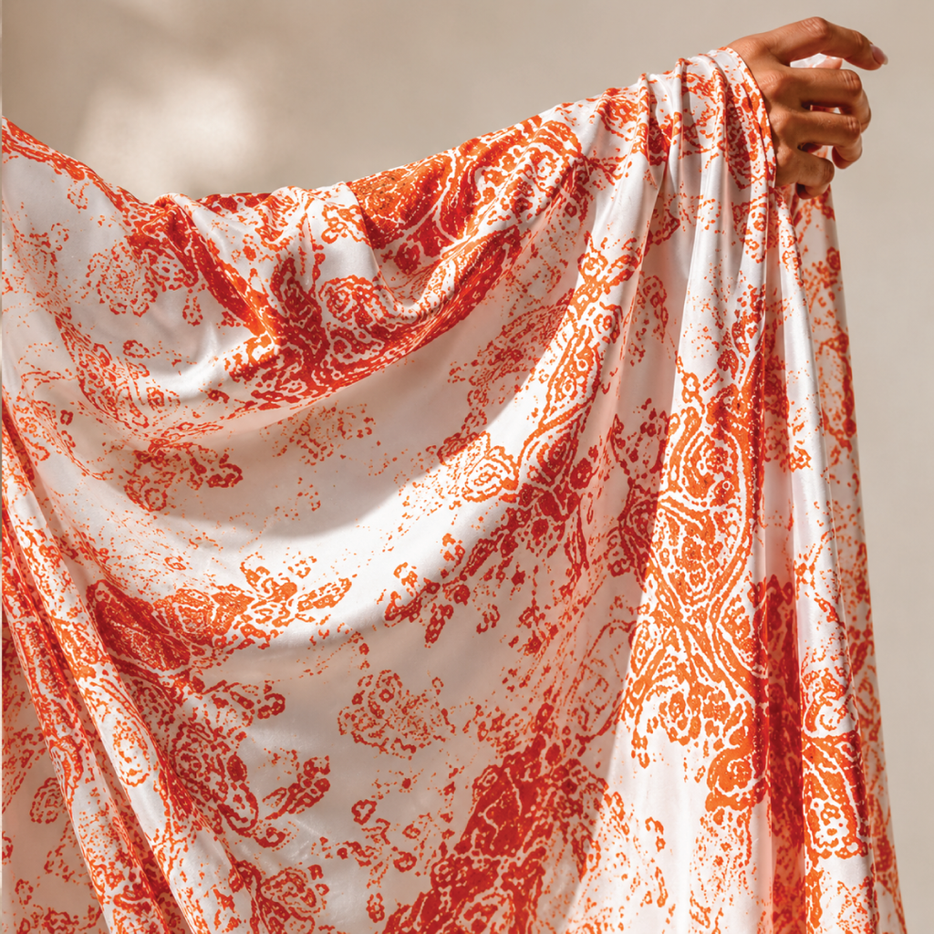 Peach Toile Silk Ruana