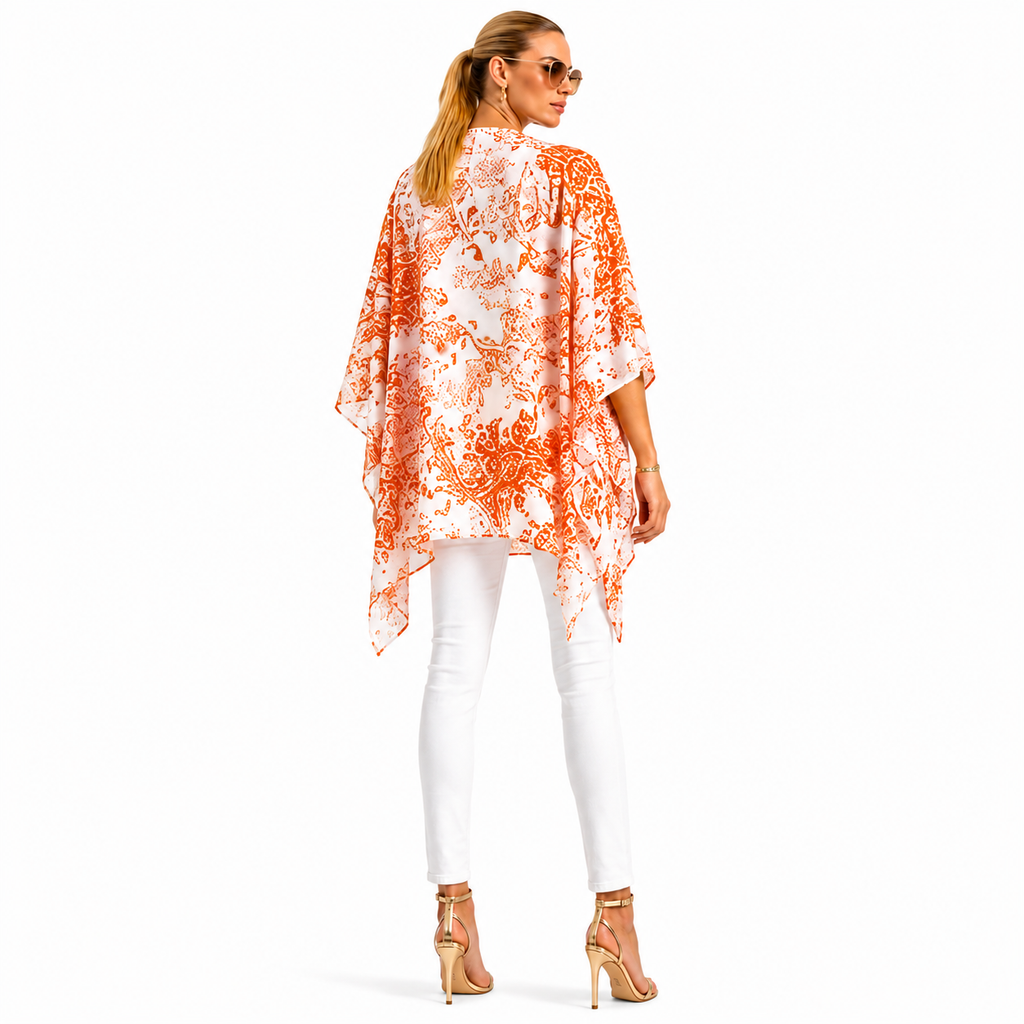 Peach Toile Silk Ruana