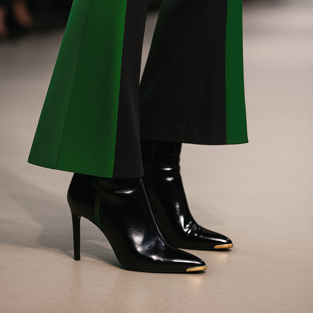 Luxury Stretch Knit Color Blocked Flare Trouser