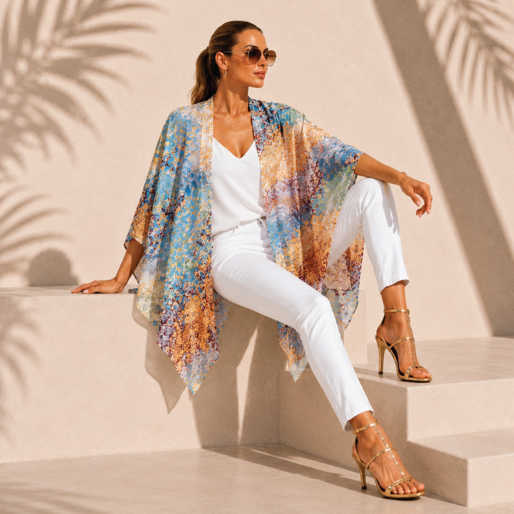 Italian Silk Printed Ruana