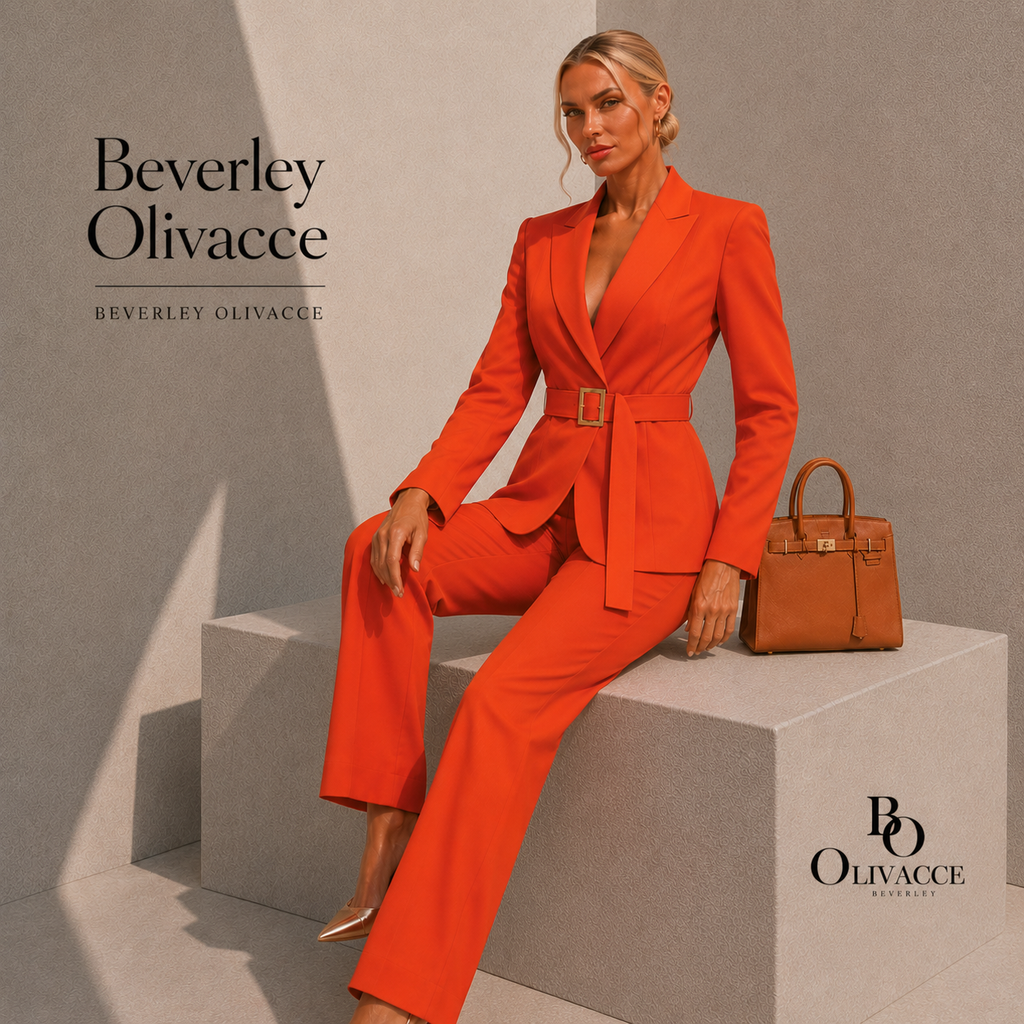 Blood Orange Belted Tailored Suit