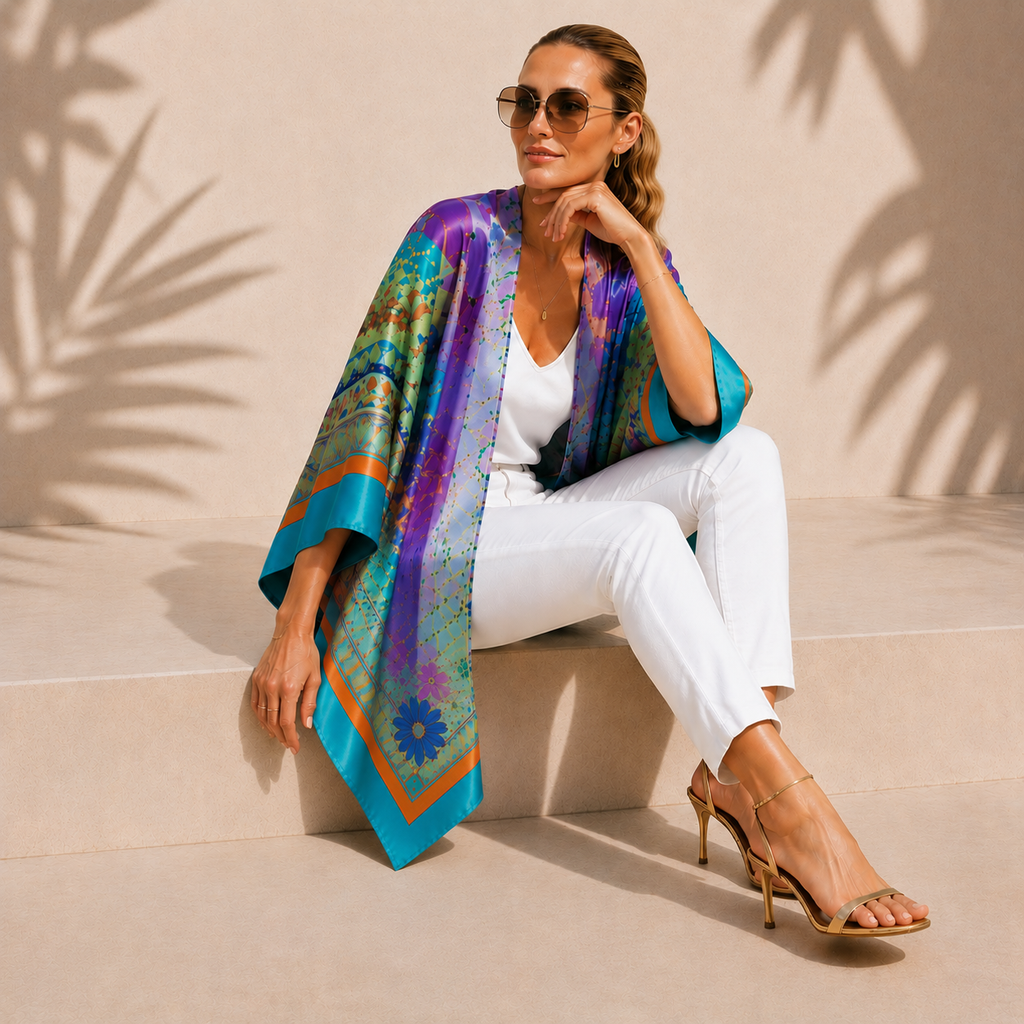 Villa Garden Silk Ruana