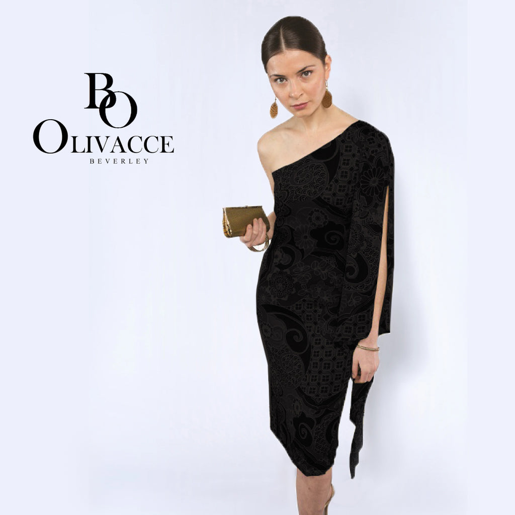 CREPE DE CHINE ONE SHOULDER FROCK