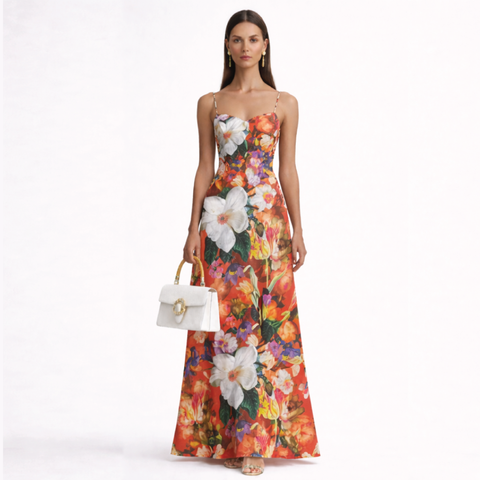Italian Floral Strapless Maxi