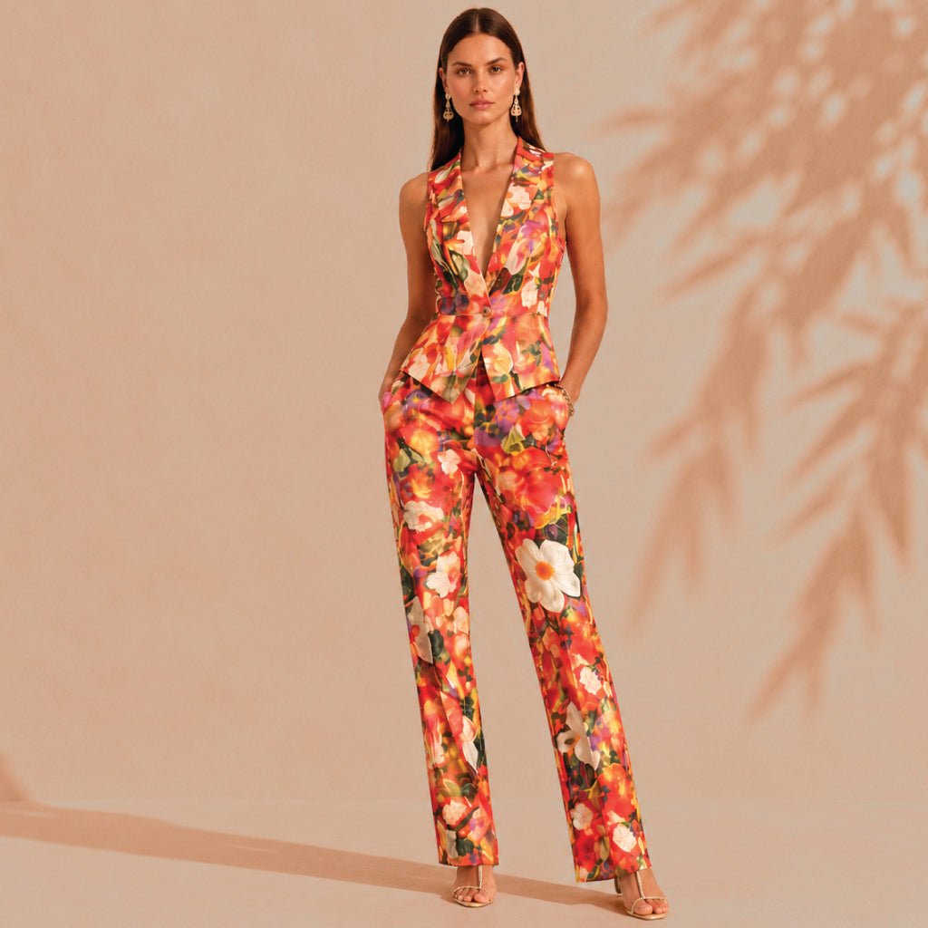 Italian Floral Vest & Pant Set