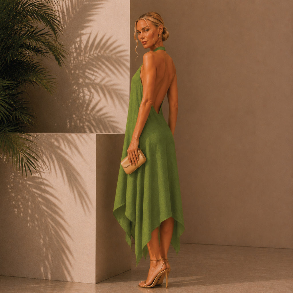 The Riviera Dress | Palm Green Linen