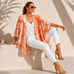 Peach Toile Silk Ruana
