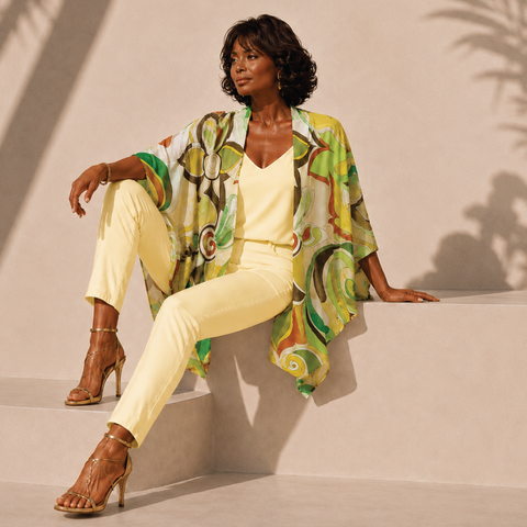 Sunlit Mosaic Printed Ruana