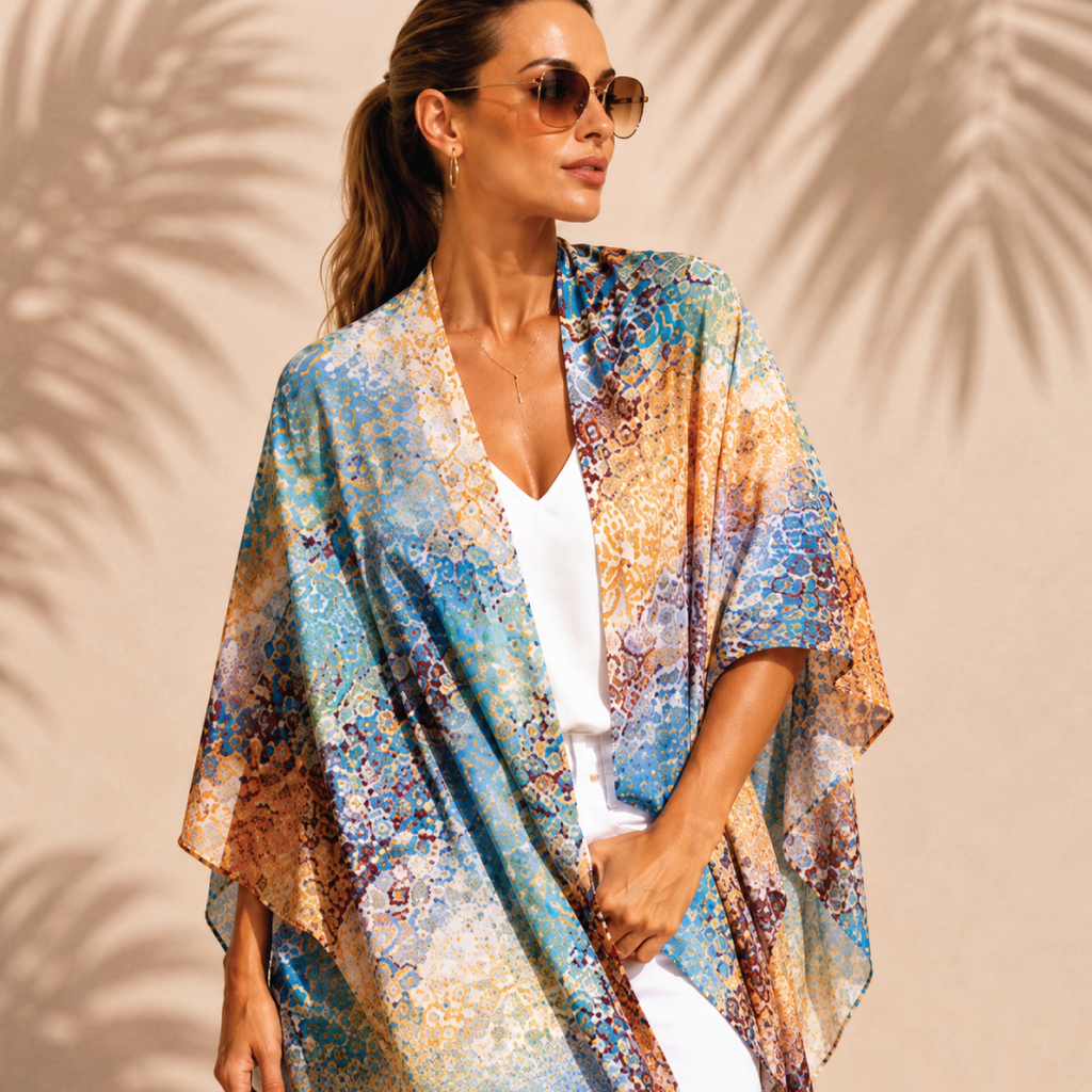 Italian Silk Printed Ruana