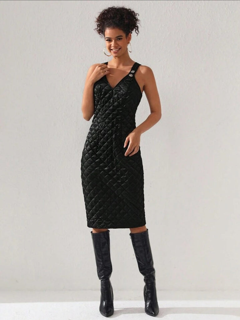 SARVACCE QUILTED FROCK WITH SHOULDER STRAPS-VIEW