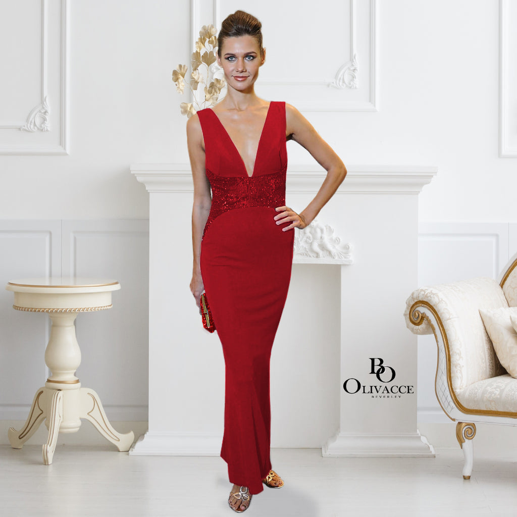 THE RED MALLORY MAXI GOWN